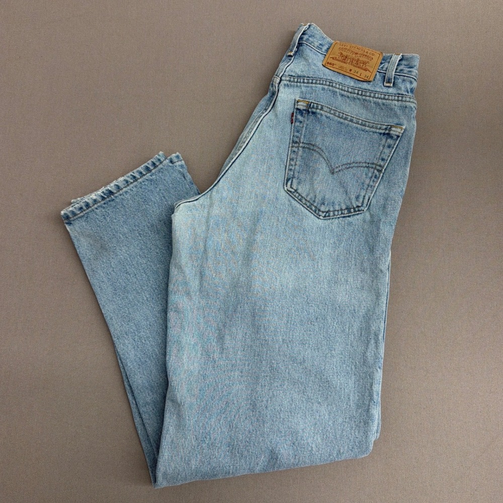 Levis 560 Comfort Fit Jeans Mens 34x34 Light Wash Blue Denim Tapered Leg Loose